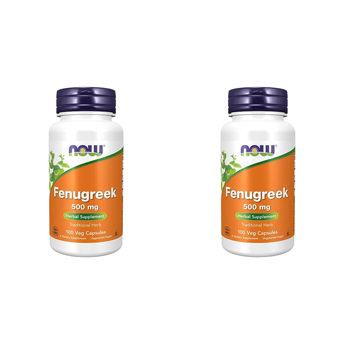 NOW Supplements, Fenugreek (Trigonella foenum-graecum) 500 mg, Herbal Supplement, 100 Veg Capsules (Pack of 2)