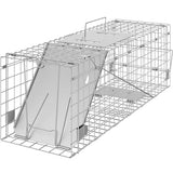 VEVOR Live Animal Cage Trap, 24" x 8" x 8" Humane Cat Trap Galvanized Iron, Folding Animal Trap with Handle for Rabbits, Stray Cats, Squirrels, Raccoons, Groundhogs and Opossums