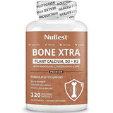 Bone Xtra - Vegan Bone Strength Formula for Stronger Bones, Plant-based Calcium from Marine Algae, Vitamins D3, Vitamin K2, Magnesium, Phosphorus & More for Teens, Adults - 120 Caps | 1 Month Supply