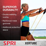 SPRI Resistance Bands with Handles & Home Gym Door Attachment - Exercise Resistance Tube Bands for Strength Training Fitness - Workout Arms, Chest, Back, Shoulders – Green, Light