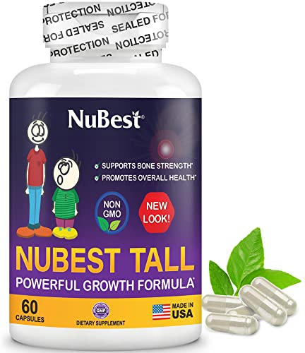 NuBest Tall - Support Bone Strength, Immunity and Stronger Bone with Calcium, Collagen and Herbs for Ages 5+ and Teens Who Don’t Drink Milk Daily - 60 Capsules | 1 Month Supply