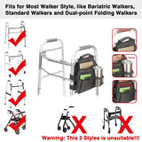 Side Walker Bags,Walker Organizer Pounch for Rollator and Folding Walkers,Walker Side Accessories for Elderly, Seniors, Handicap, Disabled (Double Sided) (Black)