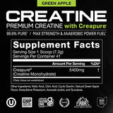 Muscle Feast Creapure Creatine Monohydrate Powder for Muscle Growth Nutritional_Supplement, Vegan Keto Friendly Gluten-Free Easy to Mix, Green Apple, 300g, 55.0 Servings (Pack of 1)