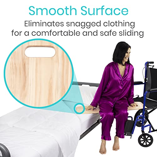 Vive Transfer Board (36" by 12") - Patient Slide Assist Device - Transferring from Wheelchair to Bed, Toilet, Car, Bathtub - Heavy Duty Sliding for Elderly, Seniors, Disabled - Transport Platform