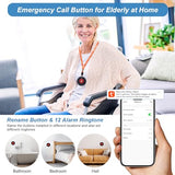 WiFi Smart Wireless Caregiver Pager Call Button Emergency Alert System Life Alert Button for Elderly Patient Seniors Disabled 1 SOS Panic Button 1 Receiver(Only Supports 2.4GHz & No Monthly Fee)