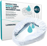 Lunderg Bedpan Liners with Super Absorbent Pads - Value Pack 60 Count - Medical Grade & Universal Fit - Bed Pans for Females, Elderly Men and Women - Make Life so Much Easier