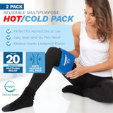 Ice Packs for Injuries - 2 Pack - Hot Cold Pack - Reusable Ice Packs and Heat Compress - Soft Wrap Around Gel Pad for Knee, Shoulder, Neck, Back, Ankle - Heating, Cooling, Pain Relief, Injury Recovery