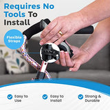 Mobility Combo Pack, Hook, Phone and Cup Holder for Walker, Portable Beverage Holder for Wheelchair and Strollers, Easy to Install Stretch Strap Fits up to 2” Diameter