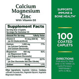 Nature's Bounty Calcium Magnesium & Zinc Caplets, Immune & Supporting Bone Health, 100 Count