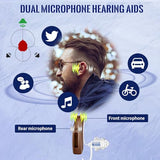 Bluetooth Hearing Aids Rechargeable with Noise Cancelling | dolphin hearing APP | Hearing Test Hearing Aids with Bluetooth | Auto-On/Off 4 Listening Programs with Tinnitus Masking (Brown)