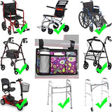 Update Flower Color Wheelchair Bag Side Organizer Storage Armrest Pouch with Cup Holder and Reflective Stripe Use Waterproof Fabric, for Most Wheelchairs, Walkers or Rollators (Purple Butterfly)