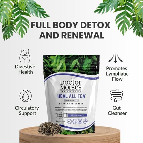 Doctor Morse's™ Heal All Tea | Herbal Formula | 7oz Loose Blend (86 Servings) Caffeine Free | Naturopath Formulated | Full-Body Detox | 100% Organic | Burdock Root, Plantain Leaf, Black Walnut Hull