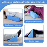 NEPPT Wedge Pillow Body Position Wedges Back Positioning Elevation Pillow Case Pregnancy Bedroom Eevated Body Alignment Ankle Support Pillow Leg Bolster (Blue)