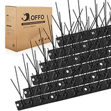 OFFO Black Bird Spikes Pre-Assembled for Pigeons Birds, Cover 24 Feet Durable Bird Deterrent Spikes with Stainless Steel, Bird Repellent Spikes for Fence Roof Mailbox Window Matte Black