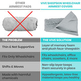 Vive Wheelchair Armrest Covers (Pair) - Memory Foam Sheepskin Pad for Office & Transport Chair - Soft Support Cushion Accessories for Padded Arm Rest, Kids, Adults - Comfort Padding Pressure Relief