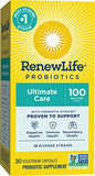 Renew Life Ultimate Care Probiotic Capsules, Daily Supplement Supports Respiratory, Digestive and Immune Health, L. Rhamnosus GG, Dairy, Soy and gluten-free, 100 Billion CFU, 30 Count