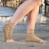 TechWare Pro Ankle Brace Compression Sleeve - Relieves Achilles Tendonitis, Joint Pain. Plantar Fasciitis Foot Sock with Arch Support Reduces Swelling & Heel Spur Pain. (Beige, L/XL)
