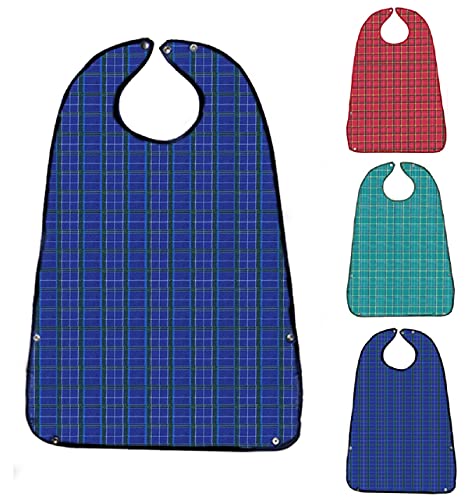 Adult Bibs for Eating (3 Pack) - Washable Reusable Waterproof Clothing Protector with Crumb Catcher - Bibs for Seniors for Eating at Mealtime 30"L x 19.5" Men/Women - Unisex