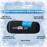 ComfiTECH Elbow Ice Pack for Tendonitis and Tennis Elbow Ice Pack Wrap Sleeve Cold Compression Golfers Arm Ice Pack for Injuries Reusable Calf Compression Sleeve for Pain Relief (M Black)