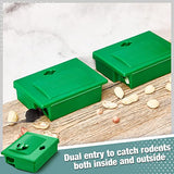 24 Pcs Mice Bait Station with Key Small Bait Station Traps Reusable Mouse Traps Outdoor Smart Tamper Proof Cage House Small Bait Boxes for Mice and Other Pests (Green)