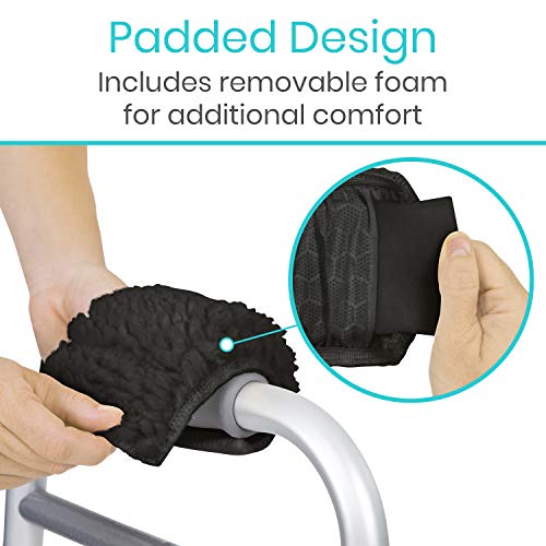 Vive Walker Handle Cushions (2-Pack) Extra Soft Sheepskin Grips - Padded Hand Cover Accessories for Folding Rolling Wheelchair, Rollator Handle, Senior, Elderly Grippers - Foam Padding for Disability