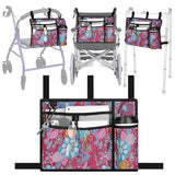 supregear Accessories Bag for Walker, Wheelchair, Rollator for Seniors, w/Cup Holder-Folding Walker Basket Large Capacity Waterproof Walker Caddy Pouch (Purple Floral)
