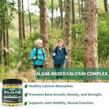 Marine Algae Calcium Supplement 600 mg, Sugar Free Calcium Gummies with Vitamin D3, C, Magnesium, 70+ Trace Minerals for Bone Strength, Healthy Calcium Absorption, Gentle Digestion, Vegan, 60 Counts