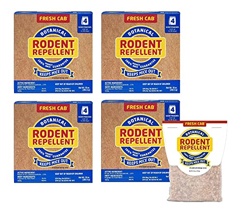 Fresh Cab FC6 Botanical Rodent Repellent Keeps Mice and Rats Out, Federal EPA Registered for Use Indoors and in Enclosed Spaces, 2.5 Ounce x 4 Scent Pouches x 4 Pack (Total 16 Pouches)