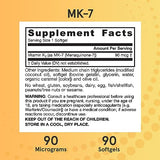 Jarrow Formulas MK-7 90 mcg - Bioactive Form of Vitamin K2 - 90 Servings (Softgels) - For Bone & Cardiovascular Health - Vitamin K2 MK-7 Dietary Supplement - K2 Vitamin Supplement MK-7 - Gluten Free