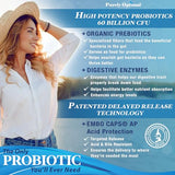 Premium Probiotics 60 Billion CFU with Organic Prebiotics & Digestive Enzymes; Dr. Formulated Probiotics for Women & Men; Shelf Stable Acidophilus Probiotic Supplement, Patented Delay Release Capsules