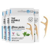 The Humble Co. Floss Picks (200 Count) – Plant Based Dental Floss Picks for Superior Oral Care, Dental Hygiene, and Gum Health, Cruelty Free Tooth Floss Picks (Mint, Double Thread)