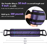 Transfer Nursing Sling for Patient,49.5'' Non-Slip Gait Belt with Padded Handles,Gait Belts Transfer Belts for Seniors,Mobility Standing and Lifting Aid for Disabled, Elderly, Injured Pet (Purple)