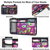 Update Flower Color Wheelchair Bag Side Organizer Storage Armrest Pouch with Cup Holder and Reflective Stripe Use Waterproof Fabric, for Most Wheelchairs, Walkers or Rollators (Purple Butterfly)