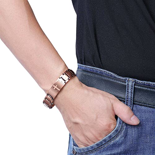 MagEnergy Men Copper Magnetic Bracelet Cross Bracelet