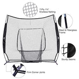 ZELUS 7x7ft Baseball Softball Practice Net | Portable Baseball Net with Tee, 2.8" 16oz Weighted Baseball and Carry Bag for Batting Hitting and Pitching