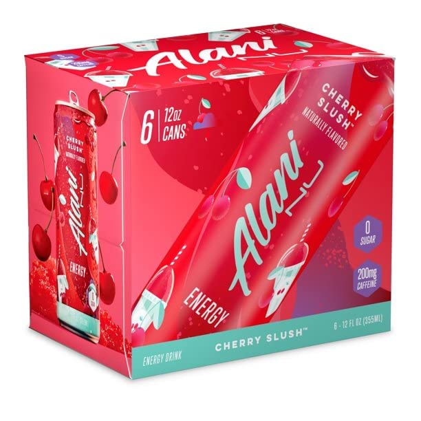 Alani Nu Energy Drinks 6 Cans Sugar Free 200mg of Caffeine B Vitamins 12 Fluid Ounce Cans (Cherry Slush)