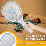 Faicuk Handheld Bug Zapper Racket Electric Fly Swatter (Cream Blue)