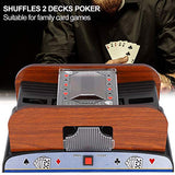 Card Shuffler, Electric Automatic Wooden Playing Card Deck Shuffler, Battery Operated Household Poker Card Shuffler Machine for The Elderly