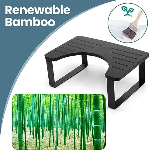 JOPSTDI Bamboo Toilet for Bathroom, Adult and Children's Bedpan, Portable Squatting pan with Dual Anti Slip Design (Black)