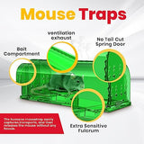 Utopia Home Humane Mouse Traps Indoor for Home (Pack of 4) - Green Reusable Mice Traps for House Indoor - Pet Safe Mouse Trap Easy to Set, Quick, Effective, & Safe Rodent Trap