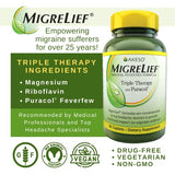 MigreLief Original Triple Therapy with Puracol - Nutritional Support for Migraine Sufferers - 60 Caplets/1 Month Supply