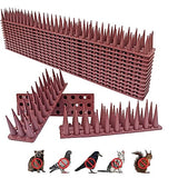 12 Pack of Bird Spikes - Covers 204" Plastic Bird Deterrent Spikes - Bird Deterrent Spikes Keep Pigeons, Squirrels, Raccoons, Cats, Crows Away - Anti-Bird Spike Guards for railings and Roofs (Brown)