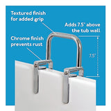 Carex Health Brands Bathtub Rail with Finish Bathtub Grab Bar Safety Bar for Seniors and Handicap for Assistance Getting in and Out of Tub, Easy to Install on Most Tubs, Chrome, 1 Count