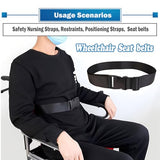 GFertre Wheelchair Safety Strap Seat Belt, 86" Adjustable Length/ 2" Wide - Black Anti-Slip and Anti-Fall Wheelchair Fixation Belt, Extra Long Size-Suitable for Obese People