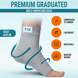 KEMFORD Ankle Compression Sleeve - 20-30mmhg Open Toe Compression Socks for Swelling, Plantar Fasciitis, Sprain, Neuropathy - Brace for Women and Men
