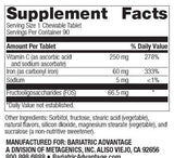 Bariatric Advantage Chewable Iron 60 mg with Vitamin C for Increased Absorption and Utilization, Easily Digestible for Gastric Bypass and Sleeve Gastrectomy Surgery Patients - Lemon Lime, 90 Count