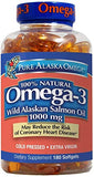 Pure Alaska Omega-3 Wild Alaskan Salmon Oil 1000mg Softgels 180-Count
