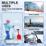 CARTMAN 32.5 Inch Folding Emergency Snow Shovel 3 Piece Aluminum Lightweight Portable Sport Utility Shovel for Car Trunk Camping Garden Beach with Ice Scraper Carrying Bag, Red