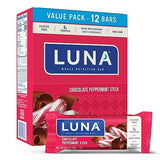 LUNA Bar - Chocolate Peppermint Stick - Gluten-Free - Non-GMO - 7-9g Protein - Made with Organic Oats - Low Glycemic - Whole Nutrition Snack Bars - 1.69 oz. (12 Pack)