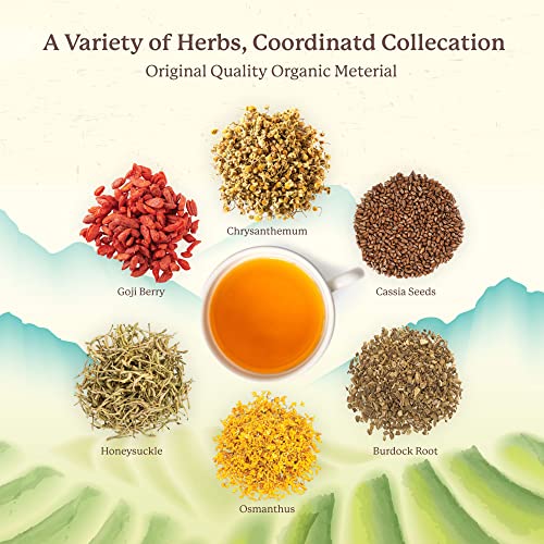 Chrysanthemum Tea, Organic Burdock Root Tea, Chinese Tea Bags, Herbal Tea Bags with Chrysanthemum, Burdock Root, Osmanthus, Honeysuckle, Natural Liver Detox Tea, Chrysanthemum Cassia Seeds Tea Bags